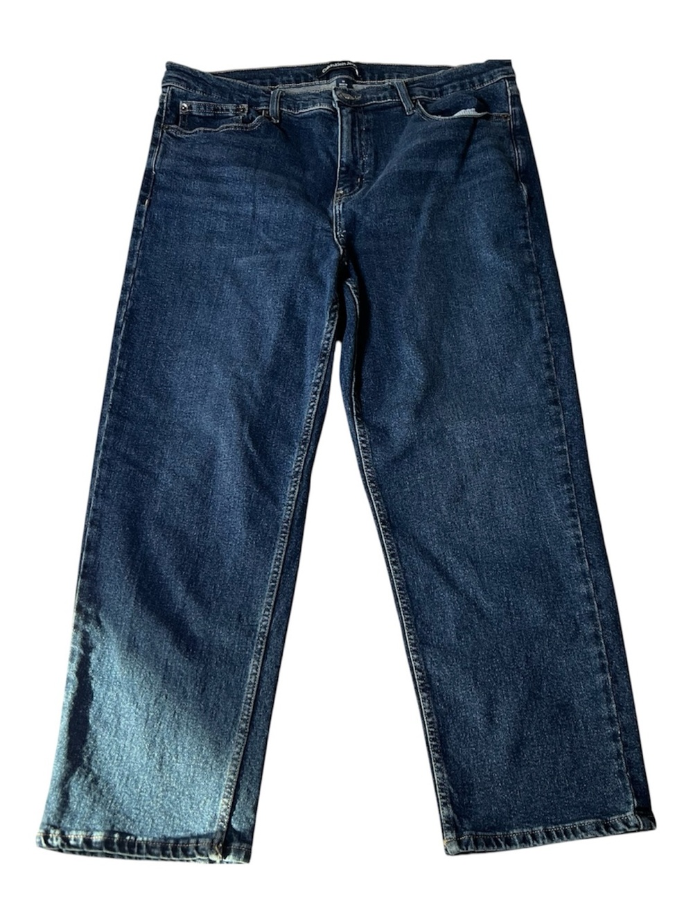 Calvin Klein Relaxed Straight-Leg Jeans in Dark Blue Wash Women’s Sz 14